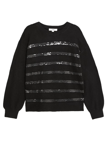 Sequin Stripe Crew Neck Jumper