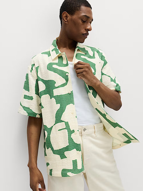 Relaxed Fit Cotton Rich Abstract Print Shirt