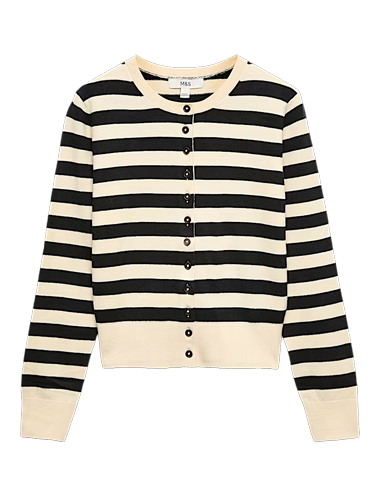 Air-Yarn Striped Cropped Cardigan