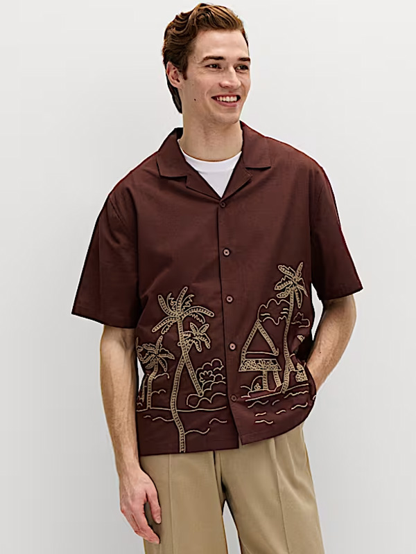 Relaxed Fit Embroidered Short Sleeve Shirt
