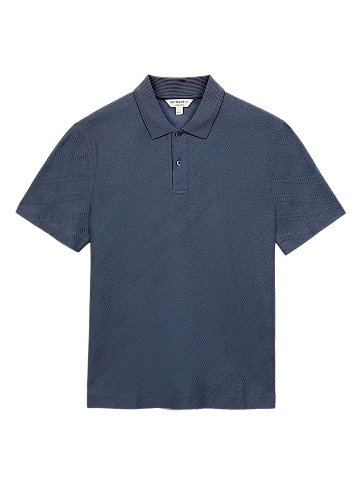 Pure Cotton Textured Jacquard Button Polo Shirt