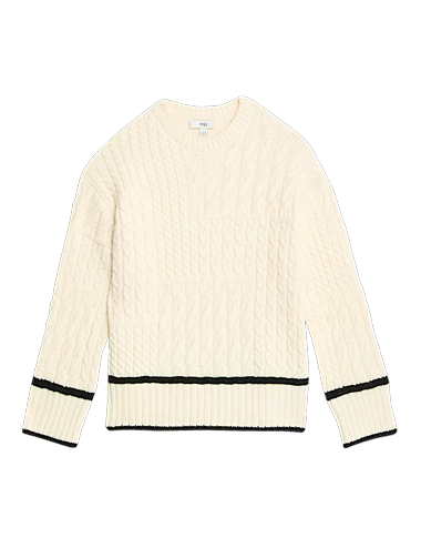 Cable Knit Tipped Detail Relaxed Jumper