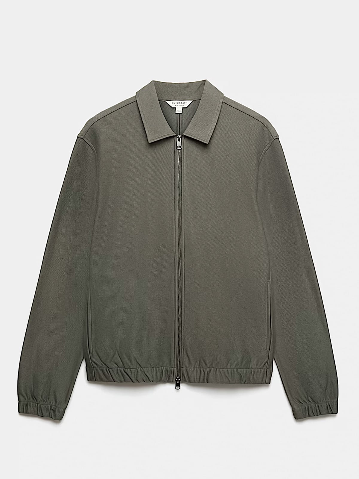 Pure Cotton Twill Zip Through Overshirt