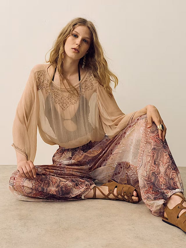 Sheer Paisley Balloon Trousers
