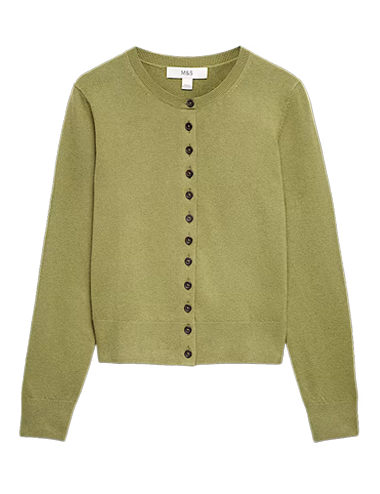 Air-Yarn Crew Neck Short Cardigan
