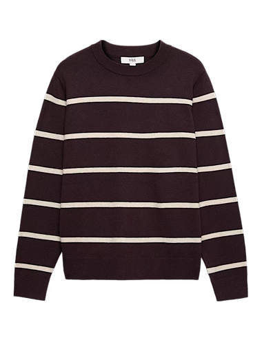 Air-Yarn Striped Crew Neck Jumper