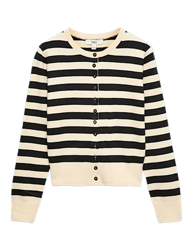 Air-Yarn Striped Cropped Cardigan