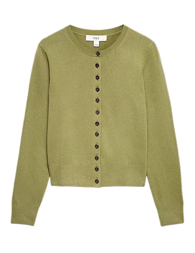 Air-Yarn Crew Neck Short Cardigan