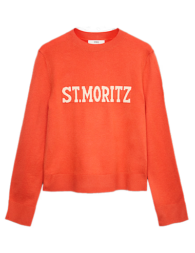 Air-Yarn Slogan Crew Neck Jumper