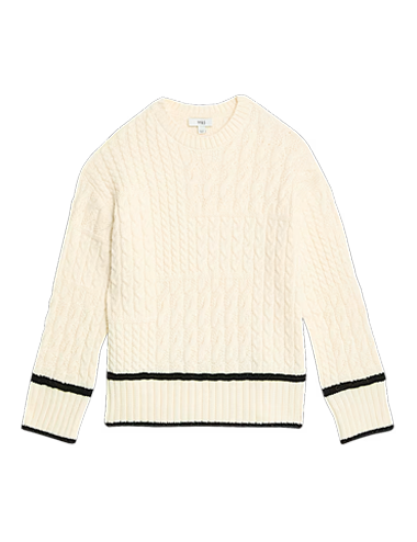 Cable Knit Tipped Detail Relaxed Jumper